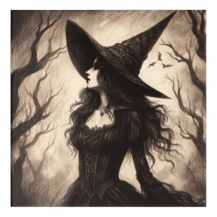 Beautiful Witch Spooky Goth Halloween Illustration Acrylic Print
