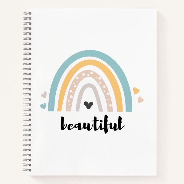 beautiful with rainbow toddler t-shirt notebook (Front)