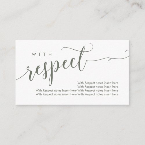 Beautiful with respect  enclosure card