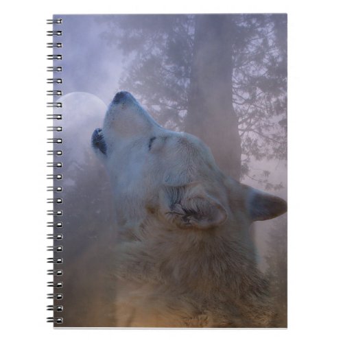 Beautiful Wolf and Moon Notebook