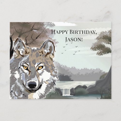 Beautiful Wolf Animal Lover Birthday Postcard