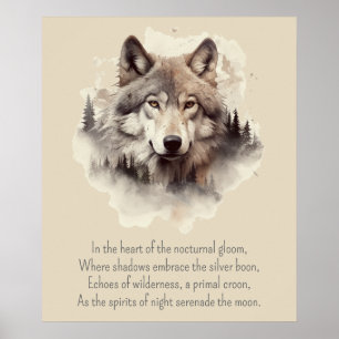 Beautiful Wolf Head and Poem II Poster