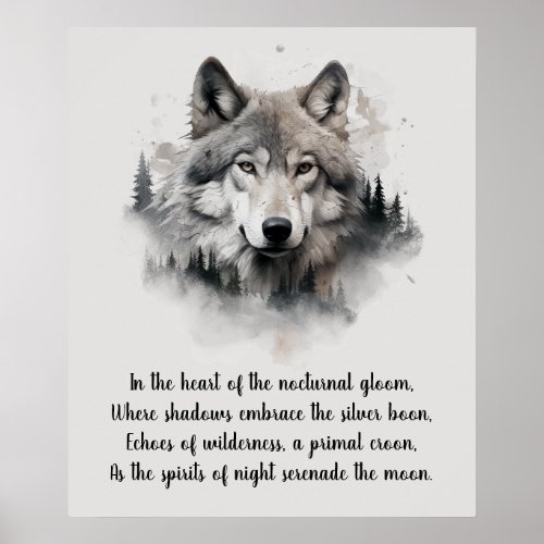 Beautiful Wolf Head and Poem Poster