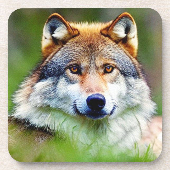 Beautiful Wolf head Painting  Beverage Coaster (Front)