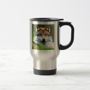 Beautiful Wolf head Painting Travel Mug