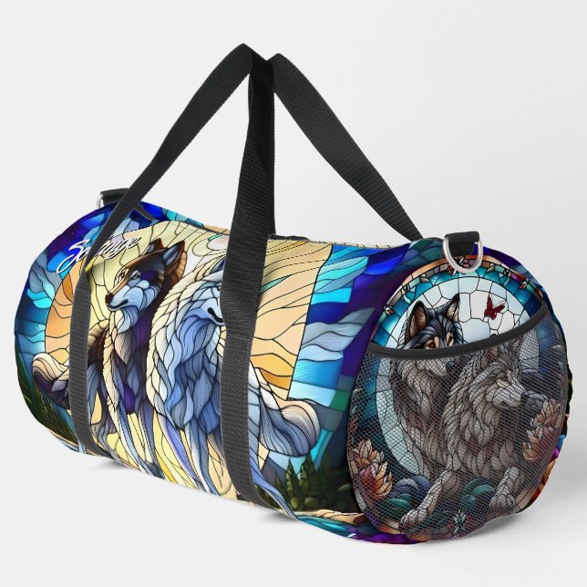 Beautiful Wolf Pair Duffle Bag (Right Corner)