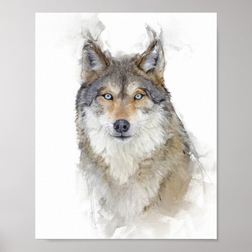 Beautiful Wolf Portrait Poster