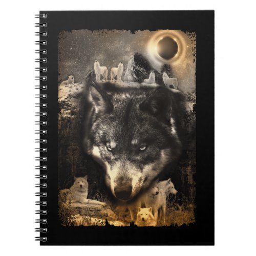 Beautiful Wolf Winter Nature Moon Howling Wolves Notebook