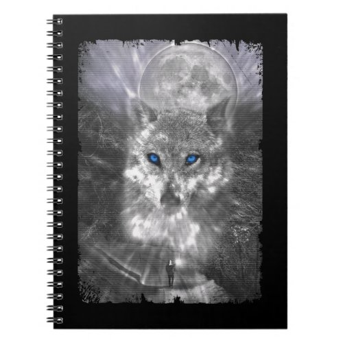 Beautiful Wolf Winter Nature Moon Notebook