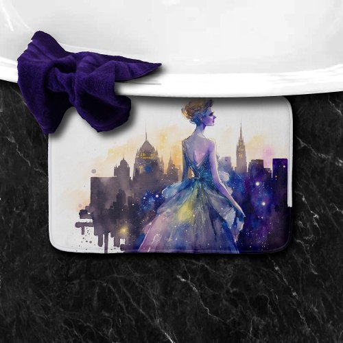 Beautiful Woman  Abstract Fairytale City Princess Bath Mat