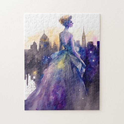 Beautiful Woman  Abstract Fairytale City Princess Jigsaw Puzzle