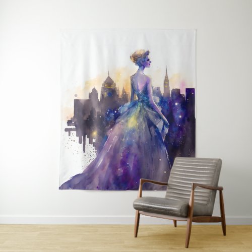 Beautiful Woman  Abstract Fairytale City Princess Tapestry