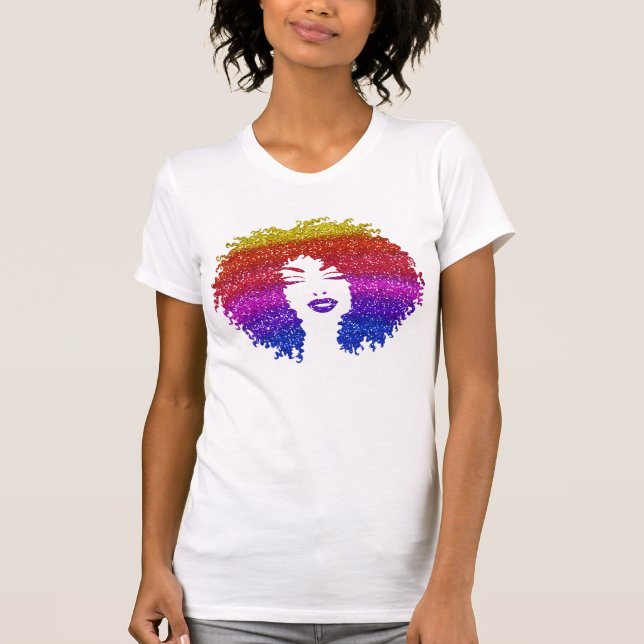 Beautiful Woman | Afro Natural Hairstyle | Rainbow T-Shirt (Front)