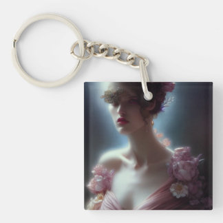 Beautiful Woman AI Generated Art Keychain
