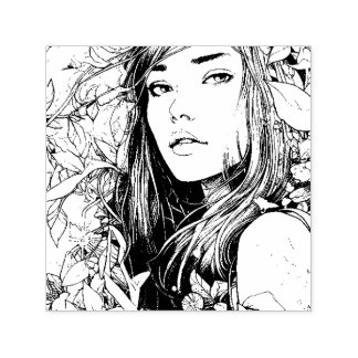 Beautiful Woman and Oranges Self-inking Stamp