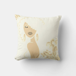 Beautiful Woman Beige and Black 2 Sided Pillow
