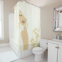 Beautiful Woman Beige Shower Curtain