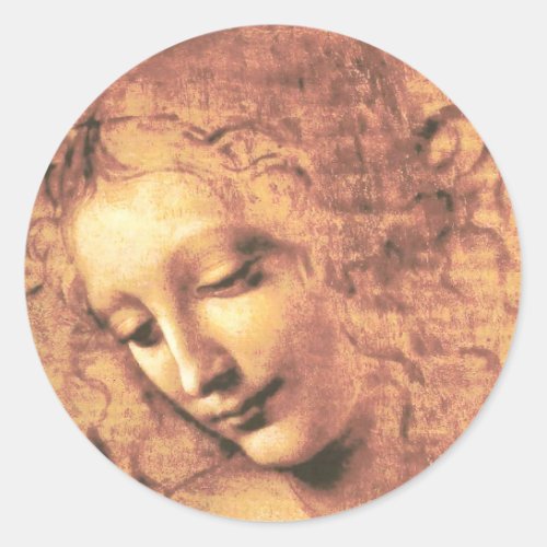 Beautiful Woman by Leonardo da Vinci Classic Round Sticker