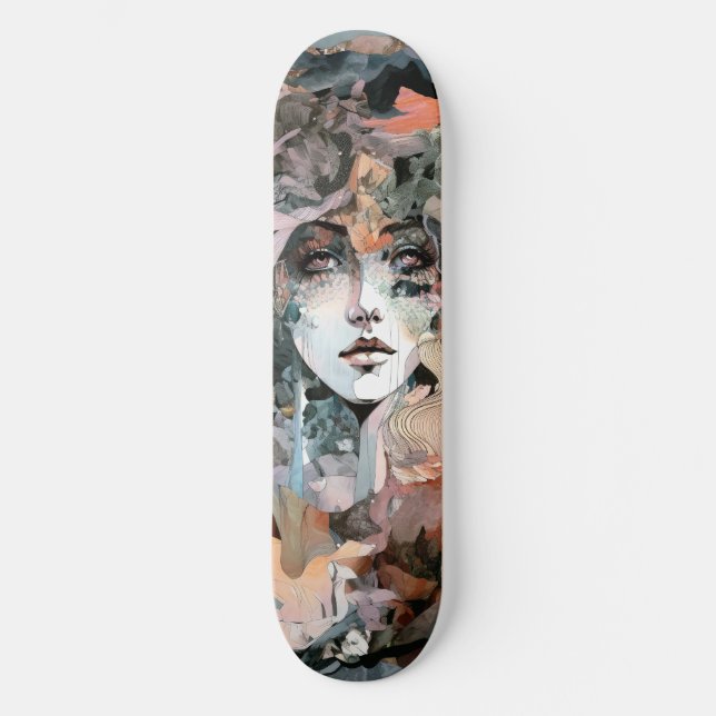Beautiful Woman Collage Skateboard (Front)