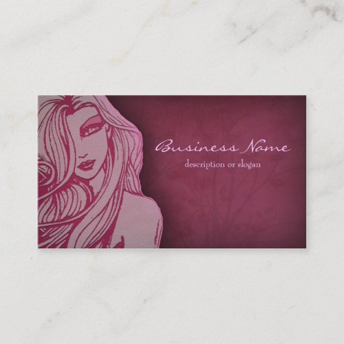 Beautiful Woman Deep Pink Business Card