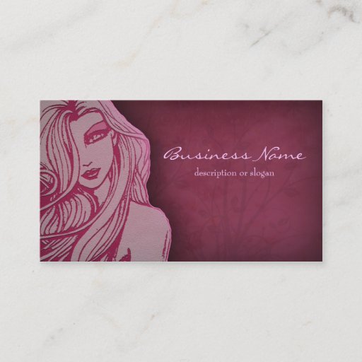 Customizable Beautiful Woman Deep Pink Business Card