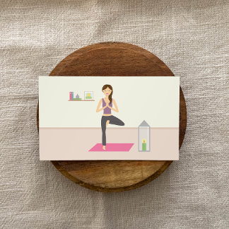 Beautiful Woman Doing Yoga In A Decorated Room Business Card