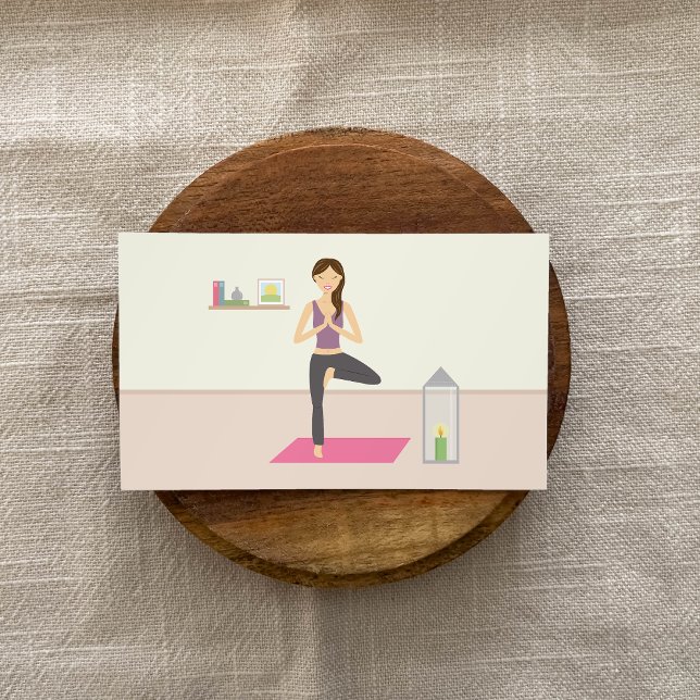 Beautiful Woman Doing Yoga In A Decorated Room Business Card (This business card design is ideal for yoga instructors, for example.)
