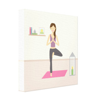 Beautiful Woman Doing Yoga In A Decorated Room Canvas Print