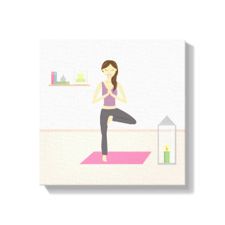 Beautiful Woman Doing Yoga In A Decorated Room Canvas Print