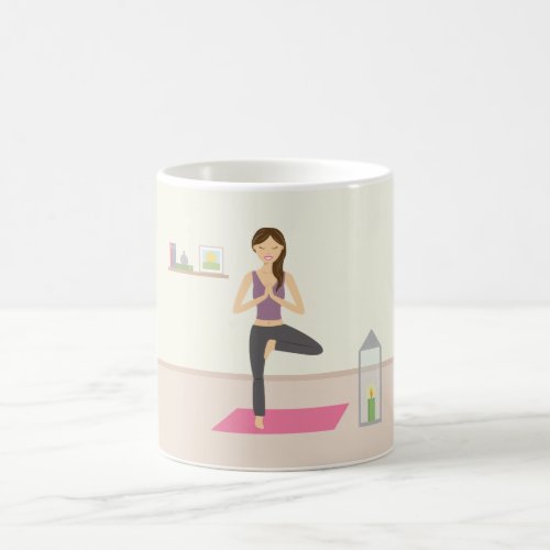 Beautiful Woman Doing Yoga In A Decorated Room Coffee Mug