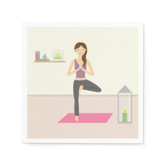 Beautiful Woman Doing Yoga In A Decorated Room Paper Napkins
