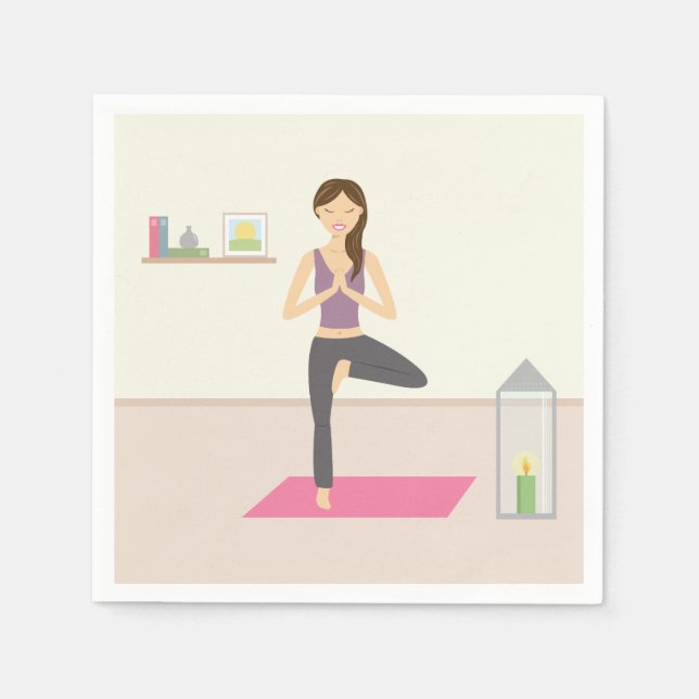 Beautiful Woman Doing Yoga In A Decorated Room Paper Napkins (Front)