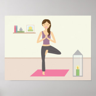 Beautiful Woman Doing Yoga In A Decorated Room Poster