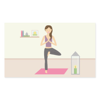Beautiful Woman Doing Yoga In A Decorated Room Rectangular Sticker