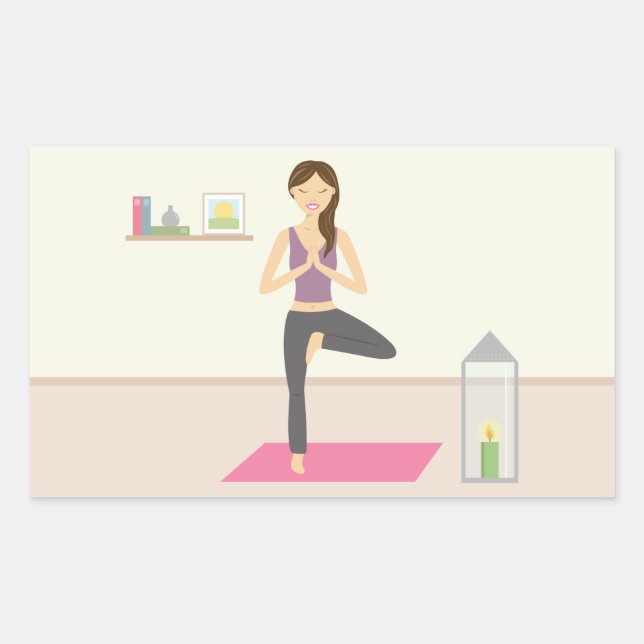 Beautiful Woman Doing Yoga In A Decorated Room Rectangular Sticker (Front)