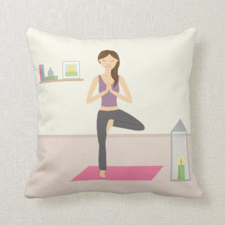 Beautiful Woman Doing Yoga In A Decorated Room Throw Pillow