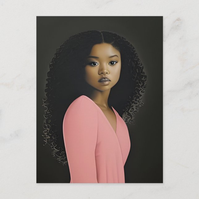 Beautiful Woman Dressed in Pink Postcard (Front)