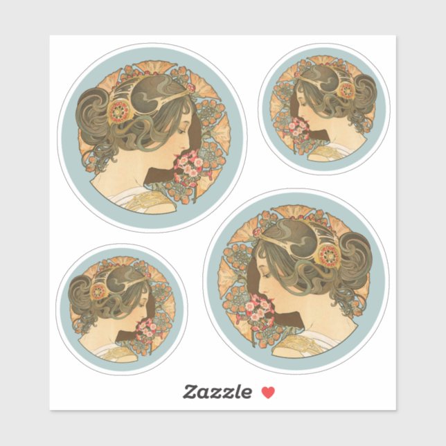 Beautiful woman Elegant hair CC1157 Art Nouveau Sticker (Sheet)