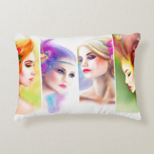 Beautiful Woman face collage Accent Pillow