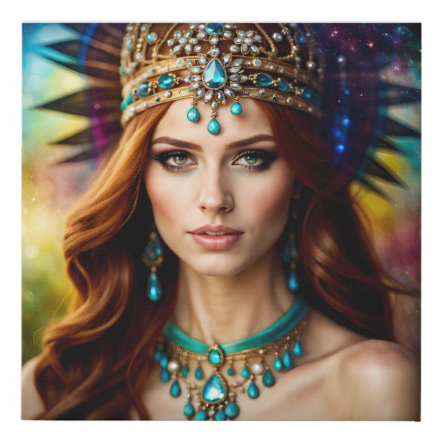 Beautiful woman faux canvas print (Front)