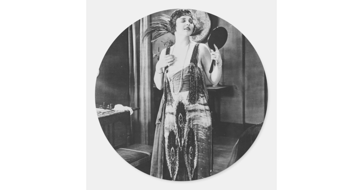 Beautiful Woman Flapper Dress 1920s Classic Round Sticker