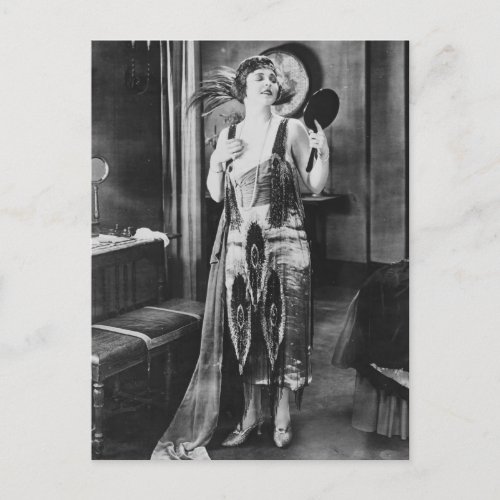 Beautiful Woman Flapper Dress 1920s Postcard