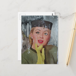 Beautiful Woman From 1950s era Collage Postcard