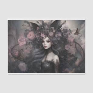 Beautiful Woman Gothic Queen with Flower Decoupage Tissue Paper