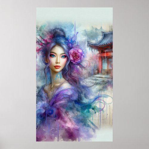 Beautiful Woman in Ancient Asian Fantasy World 001 Poster