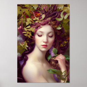 Beautiful Woman in Colorful Nature Painting 7 Poster