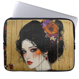Beautiful Woman in Kimono Laptop Sleeve