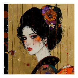 Beautiful Woman in Kimono Poster