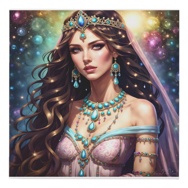 Beautiful woman in pink faux canvas print (Front)