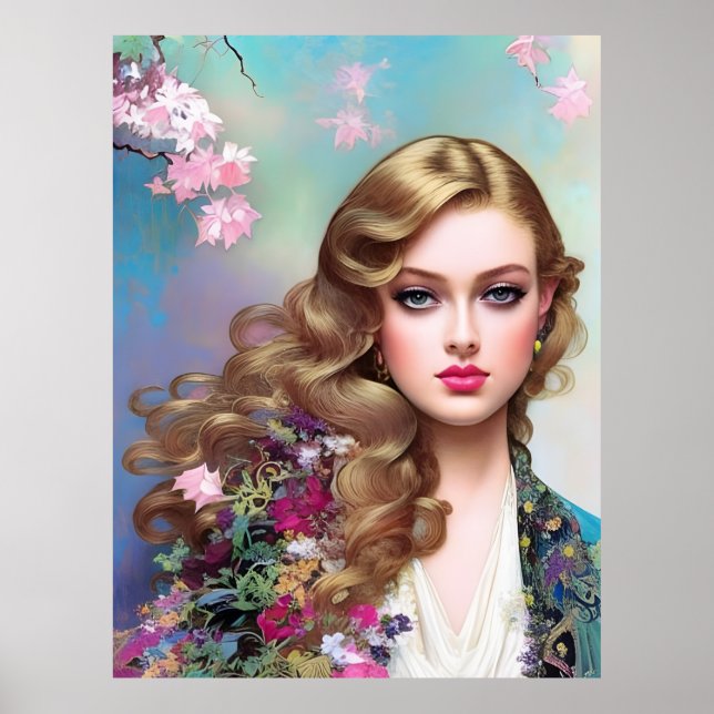 Beautiful Woman in Spring Poster (Front)